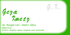 geza kmetz business card